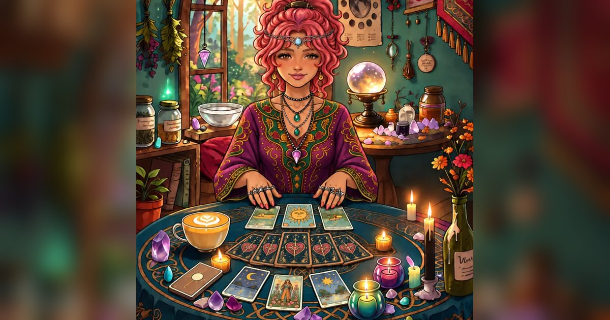 I built a free AI tarot app with human-written meanings, magical animated rooms, exploding potions, 