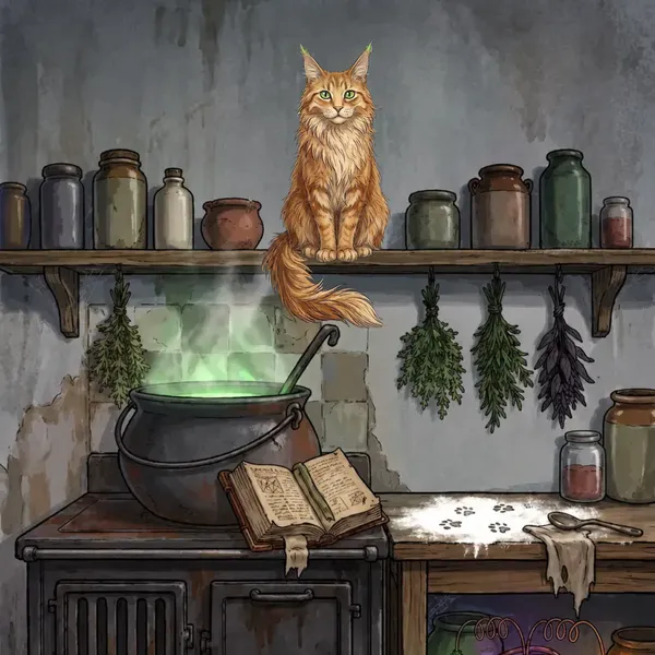 The Cat sitting on the kitchen shelf